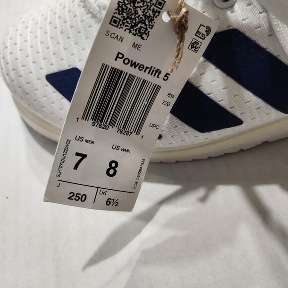 Mens Size 7 Adidas Weightlifting Shoes Powerlift 5 Cloud White Navy Blue JP9878 main image 2